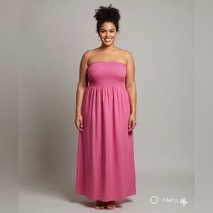 Elegant Pink Women's Maxi Smock Dress